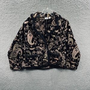 Chicos Womens Paisley Tapestry Jacket XL Boho Cottagecore Indie Artsy Open Front